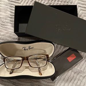 Authentic Ray-Ban Tortoise Shell Glasses, Case, Box, and Dust Cloth!